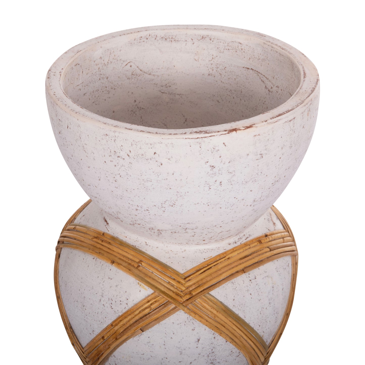 ΔΙΑΚΟΣΜΗΤΙΚΟ ΒΑΖΟ ΔΑΠΕΔΟΥ MAYNARD TERRACOTTA ΛΕΥΚΟ RATTAN Φ32x62.5