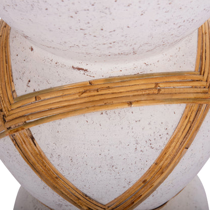 ΔΙΑΚΟΣΜΗΤΙΚΟ ΒΑΖΟ ΔΑΠΕΔΟΥ MAYNARD TERRACOTTA ΛΕΥΚΟ RATTAN Φ32x62.5