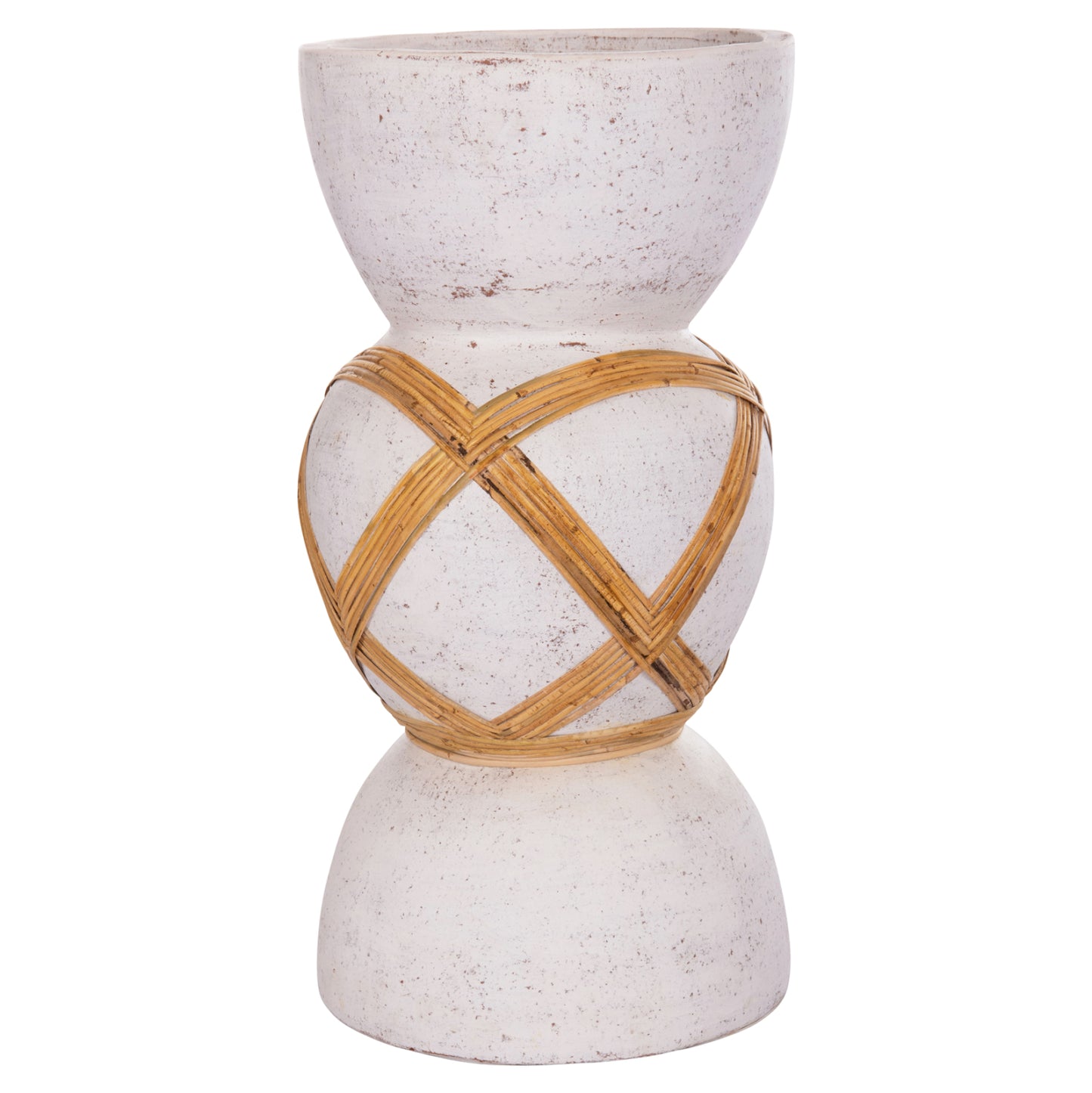 ΔΙΑΚΟΣΜΗΤΙΚΟ ΒΑΖΟ ΔΑΠΕΔΟΥ MAYNARD TERRACOTTA ΛΕΥΚΟ RATTAN Φ32x62.5