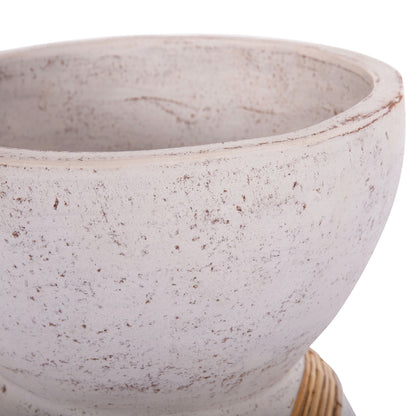 ΔΙΑΚΟΣΜΗΤΙΚΟ ΒΑΖΟ ΔΑΠΕΔΟΥ MAYNARD TERRACOTTA ΛΕΥΚΟ RATTAN Φ32x62.5