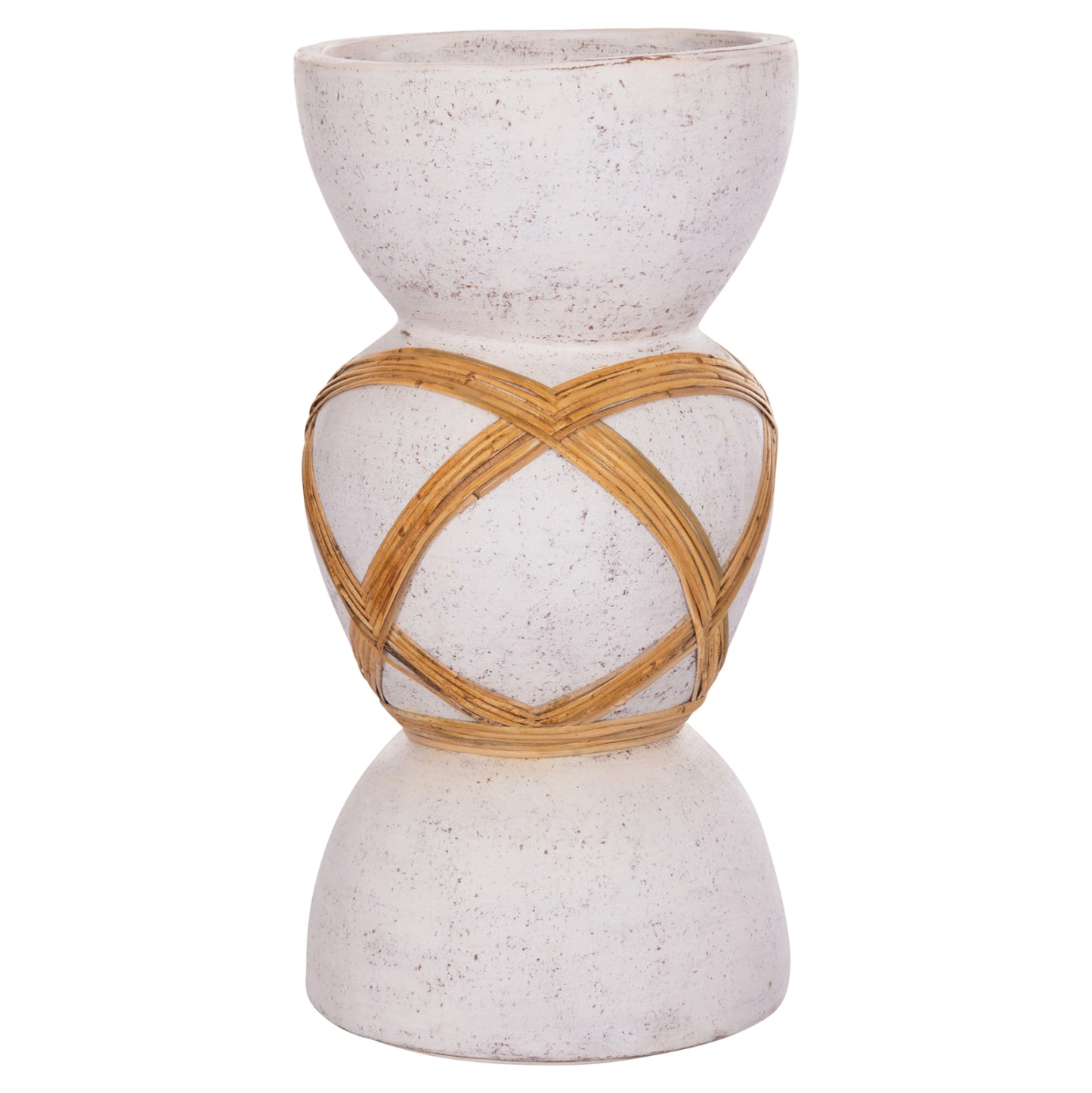 ΔΙΑΚΟΣΜΗΤΙΚΟ ΒΑΖΟ ΔΑΠΕΔΟΥ MAYNARD TERRACOTTA ΛΕΥΚΟ RATTAN Φ32x62.5