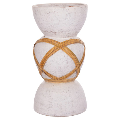 ΔΙΑΚΟΣΜΗΤΙΚΟ ΒΑΖΟ ΔΑΠΕΔΟΥ MAYNARD TERRACOTTA ΛΕΥΚΟ RATTAN Φ32x62.5