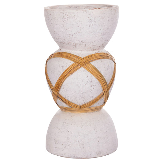 ΔΙΑΚΟΣΜΗΤΙΚΟ ΒΑΖΟ ΔΑΠΕΔΟΥ MAYNARD TERRACOTTA ΛΕΥΚΟ RATTAN Φ32x62.5