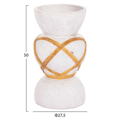ΔΙΑΚΟΣΜΗΤΙΚΟ ΒΑΖΟ ΔΑΠΕΔΟΥ MAYNARD TERRACOTTA ΛΕΥΚΟ RATTAN Φ27.5x50