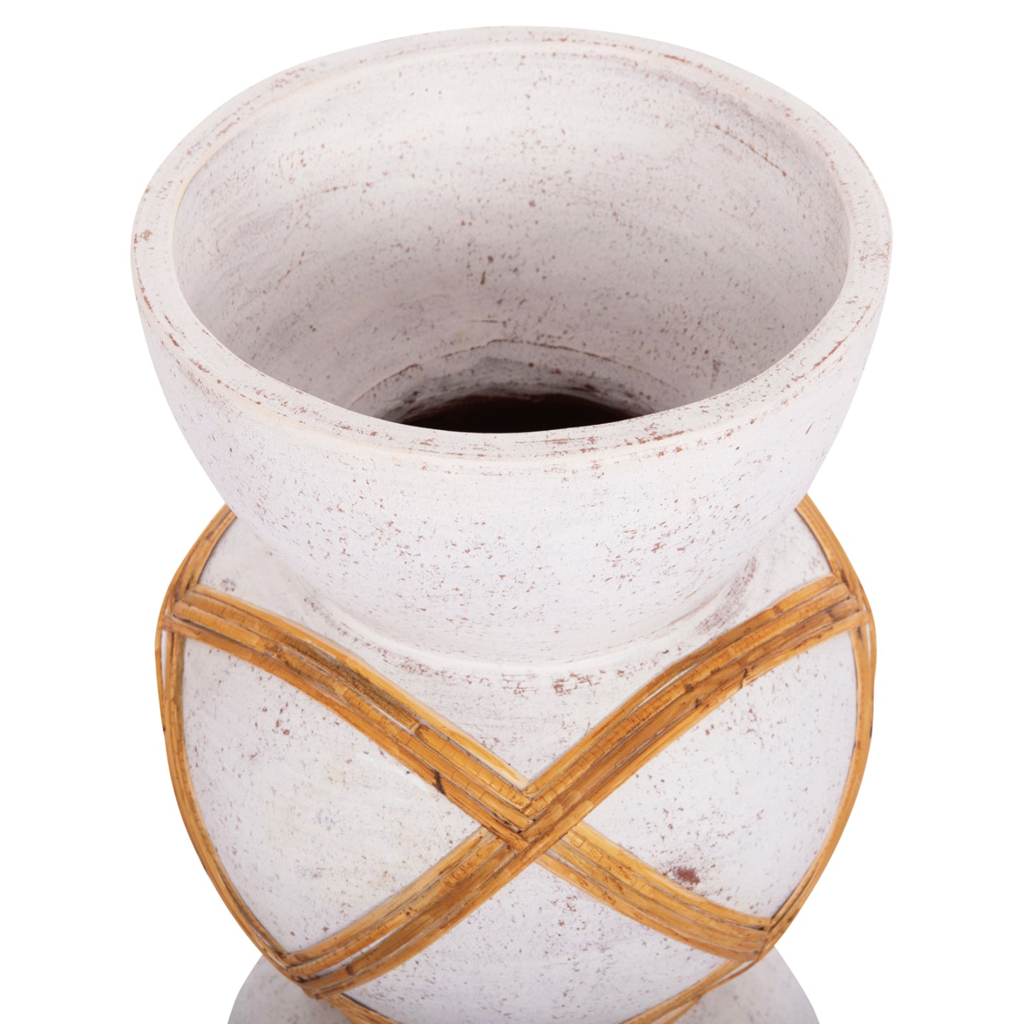ΔΙΑΚΟΣΜΗΤΙΚΟ ΒΑΖΟ ΔΑΠΕΔΟΥ MAYNARD TERRACOTTA ΛΕΥΚΟ RATTAN Φ27.5x50