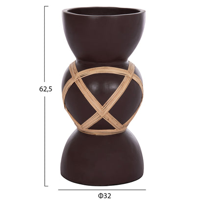 ΔΙΑΚΟΣΜΗΤΙΚΟ ΒΑΖΟ ΔΑΠΕΔΟΥ MAYNARD TERRACOTTA ΣΟΚΟΛΑΤΙ RATTAN Φ32x62.5