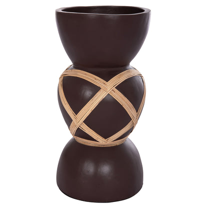 ΔΙΑΚΟΣΜΗΤΙΚΟ ΒΑΖΟ ΔΑΠΕΔΟΥ MAYNARD TERRACOTTA ΣΟΚΟΛΑΤΙ RATTAN Φ32x62.5