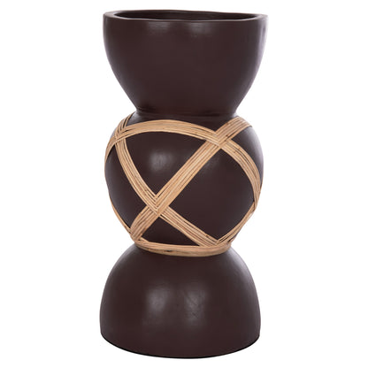 ΔΙΑΚΟΣΜΗΤΙΚΟ ΒΑΖΟ ΔΑΠΕΔΟΥ MAYNARD TERRACOTTA ΣΟΚΟΛΑΤΙ RATTAN Φ32x62.5