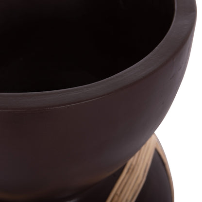 ΔΙΑΚΟΣΜΗΤΙΚΟ ΒΑΖΟ ΔΑΠΕΔΟΥ MAYNARD TERRACOTTA ΣΟΚΟΛΑΤΙ RATTAN Φ32x62.5