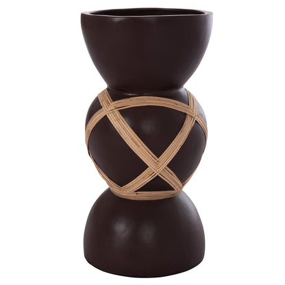 ΔΙΑΚΟΣΜΗΤΙΚΟ ΒΑΖΟ ΔΑΠΕΔΟΥ MAYNARD TERRACOTTA ΣΟΚΟΛΑΤΙ RATTAN Φ32x62.5