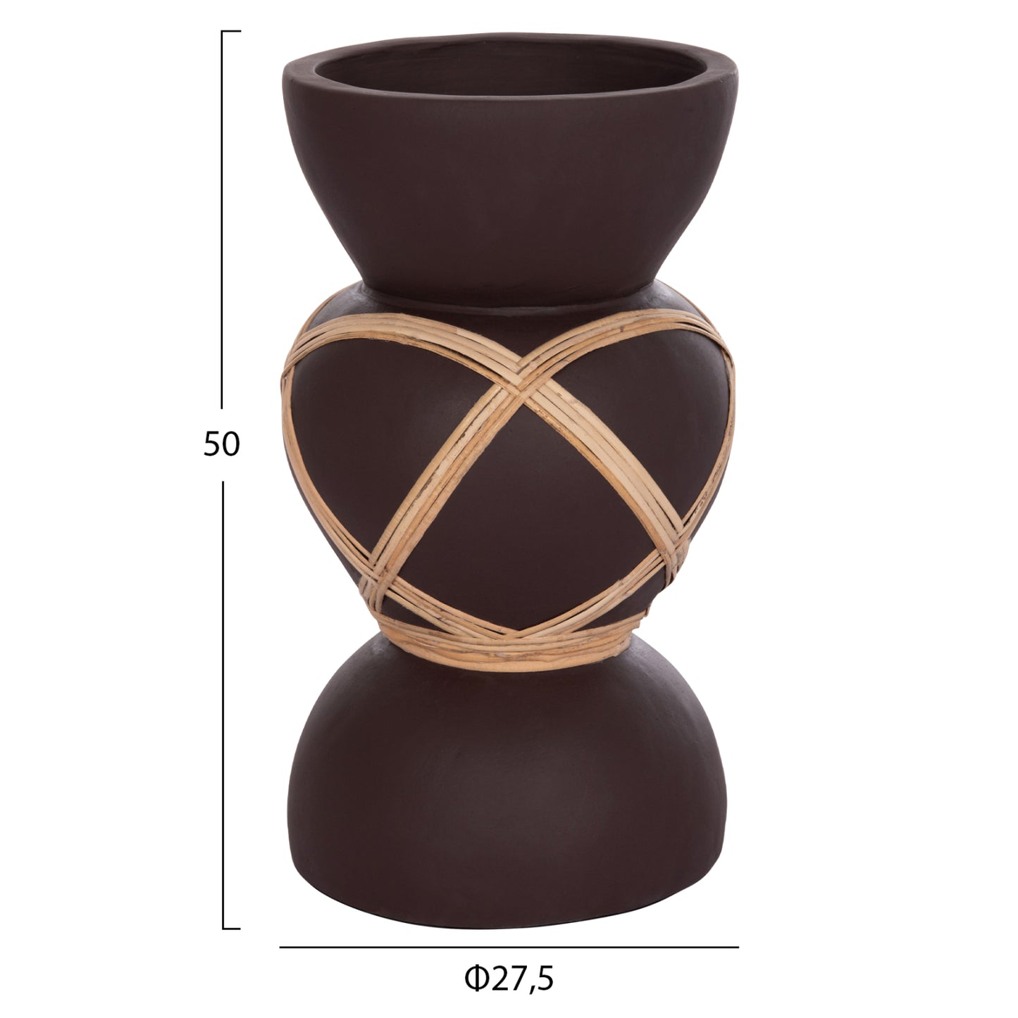 ΔΙΑΚΟΣΜΗΤΙΚΟ ΒΑΖΟ ΔΑΠΕΔΟΥ MAYNARD TERRACOTTA ΣΟΚΟΛΑΤΙ RATTAN Φ27.5x50