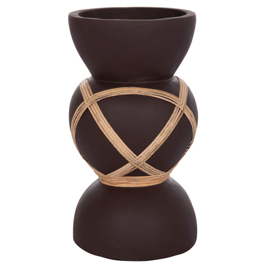 ΔΙΑΚΟΣΜΗΤΙΚΟ ΒΑΖΟ ΔΑΠΕΔΟΥ MAYNARD TERRACOTTA ΣΟΚΟΛΑΤΙ RATTAN Φ27.5x50