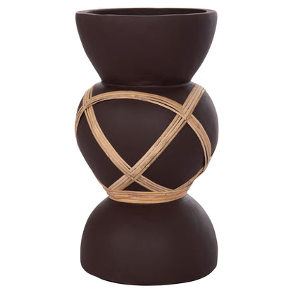 ΔΙΑΚΟΣΜΗΤΙΚΟ ΒΑΖΟ ΔΑΠΕΔΟΥ MAYNARD TERRACOTTA ΣΟΚΟΛΑΤΙ RATTAN Φ27.5x50