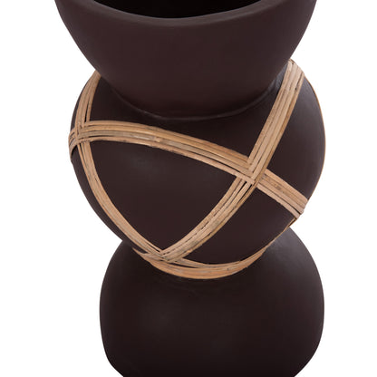 ΔΙΑΚΟΣΜΗΤΙΚΟ ΒΑΖΟ ΔΑΠΕΔΟΥ MAYNARD TERRACOTTA ΣΟΚΟΛΑΤΙ RATTAN Φ27.5x50