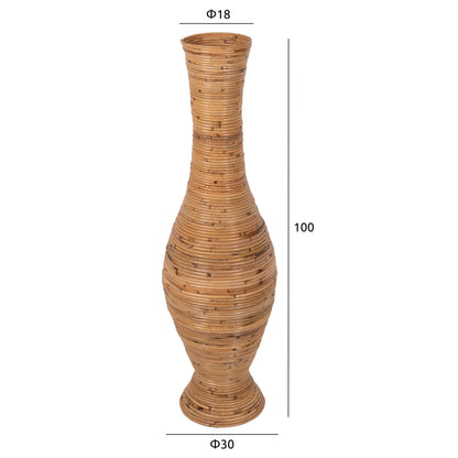 DECORATIVE FLOOR VASE RATTAN IN NATURAL F30x100