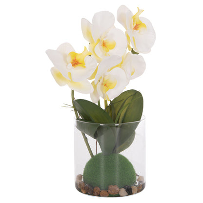 DECORATIVE ARTIFICIAL PHALAENOPSIS FLOWER PLANT IN GLASS VASE 12x24x30
