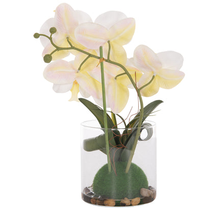 DECORATIVE ARTIFICIAL PHALAENOPSIS FLOWER PLANT IN GLASS VASE 12x24x30