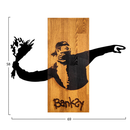 ΔΙΑΚΟΣΜΗΤΙΚΟ ΤΟΙΧΟΥ BANKSY ΦΥΛΛΑ ΜΕΤΑΛΛΟΥ ΜΑΥΡΑ ΞΥΛΟ 69x3x58
