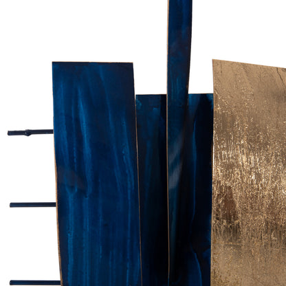 WALL DECORATION METAL IN BLUE GOLD 90.5x50cm