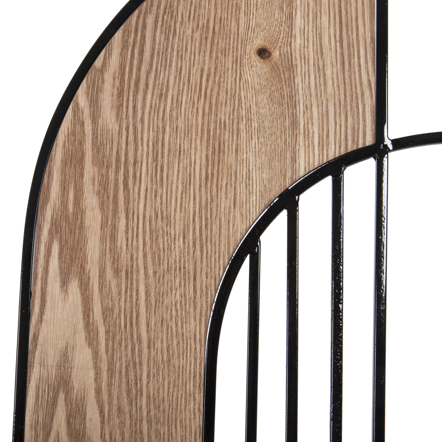 WOODEN WALL DECORATION IN NATURAL BLACK METAL 66x100cm
