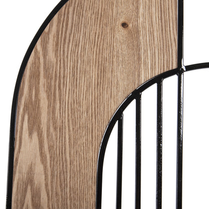 WOODEN WALL DECORATION IN NATURAL BLACK METAL 66x100cm