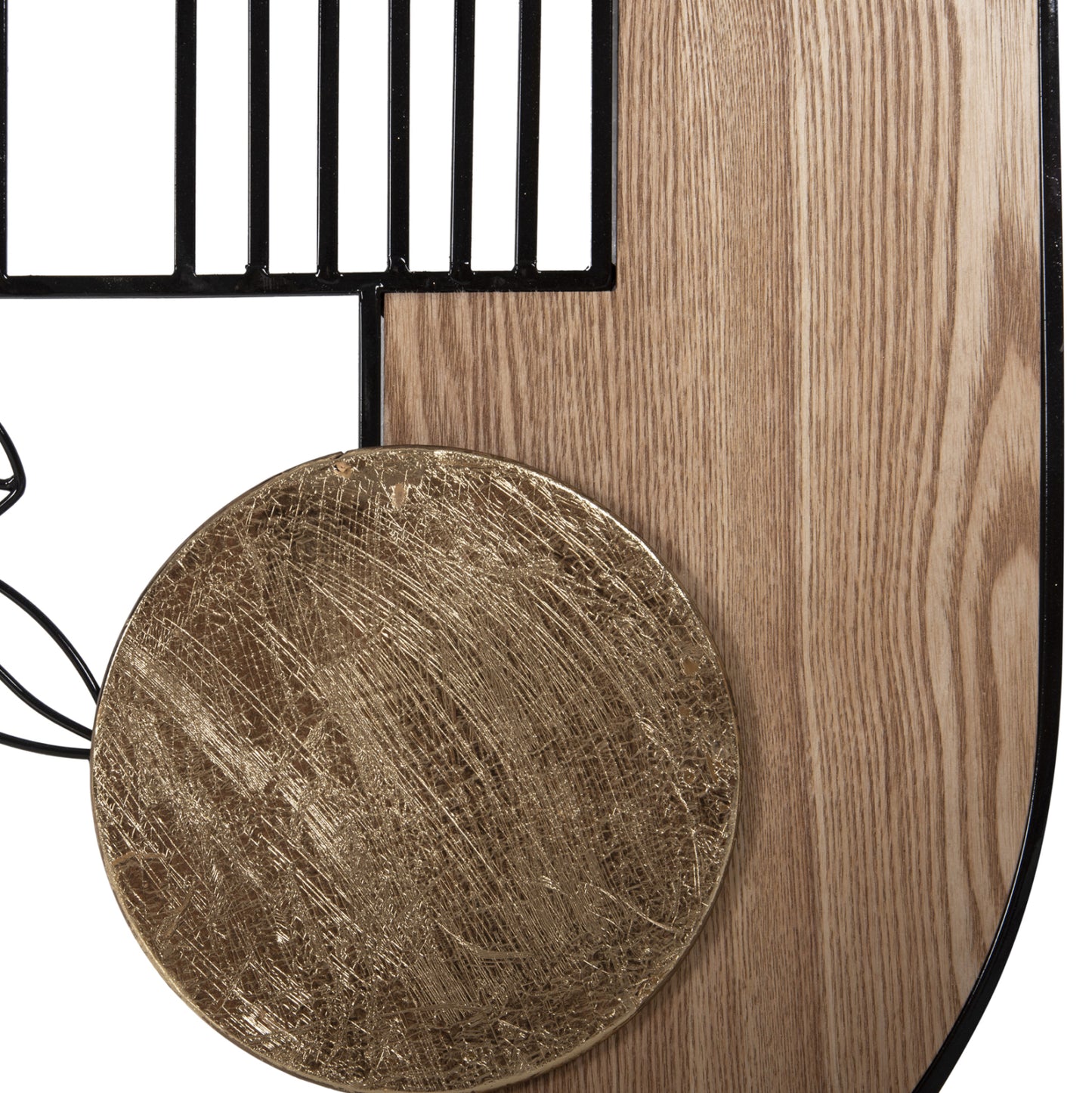 WOODEN WALL DECORATION IN NATURAL BLACK METAL 66x100cm