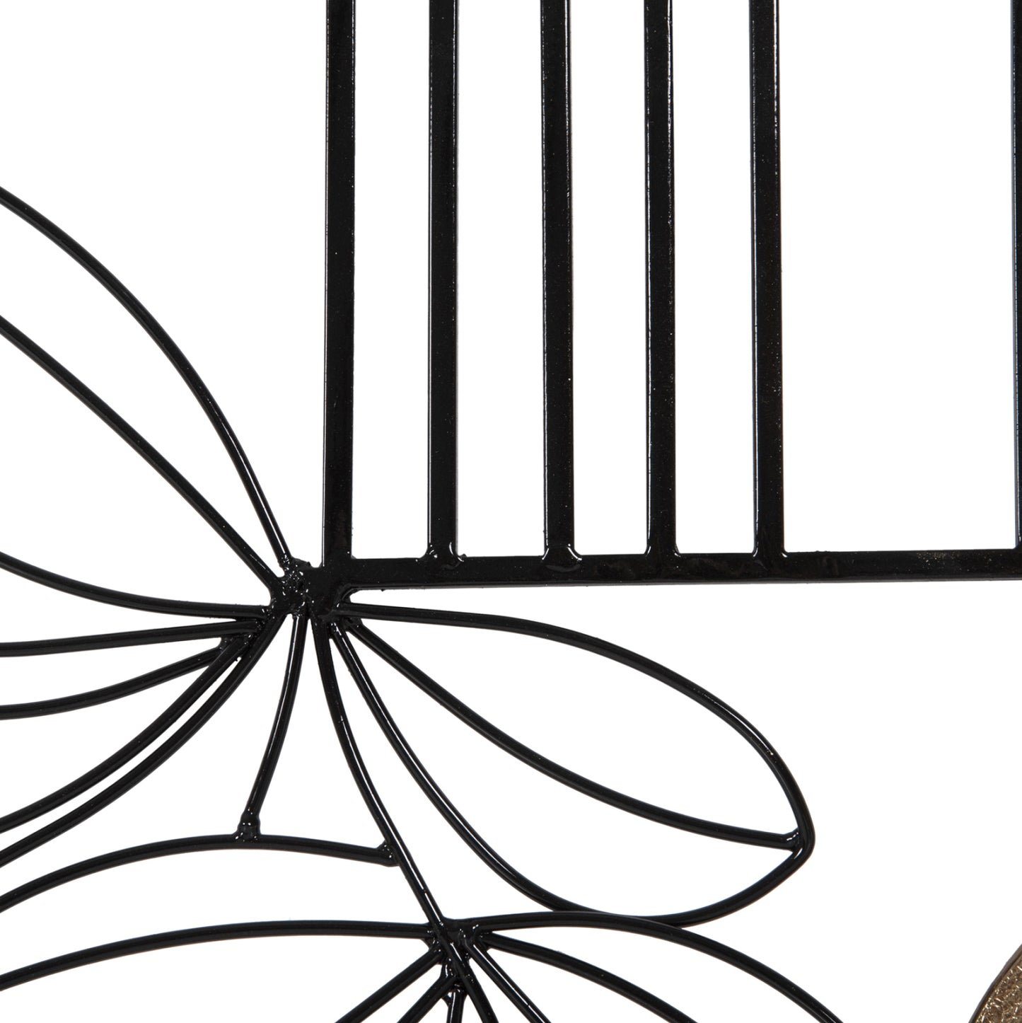 WOODEN WALL DECORATION IN NATURAL BLACK METAL 66x100cm