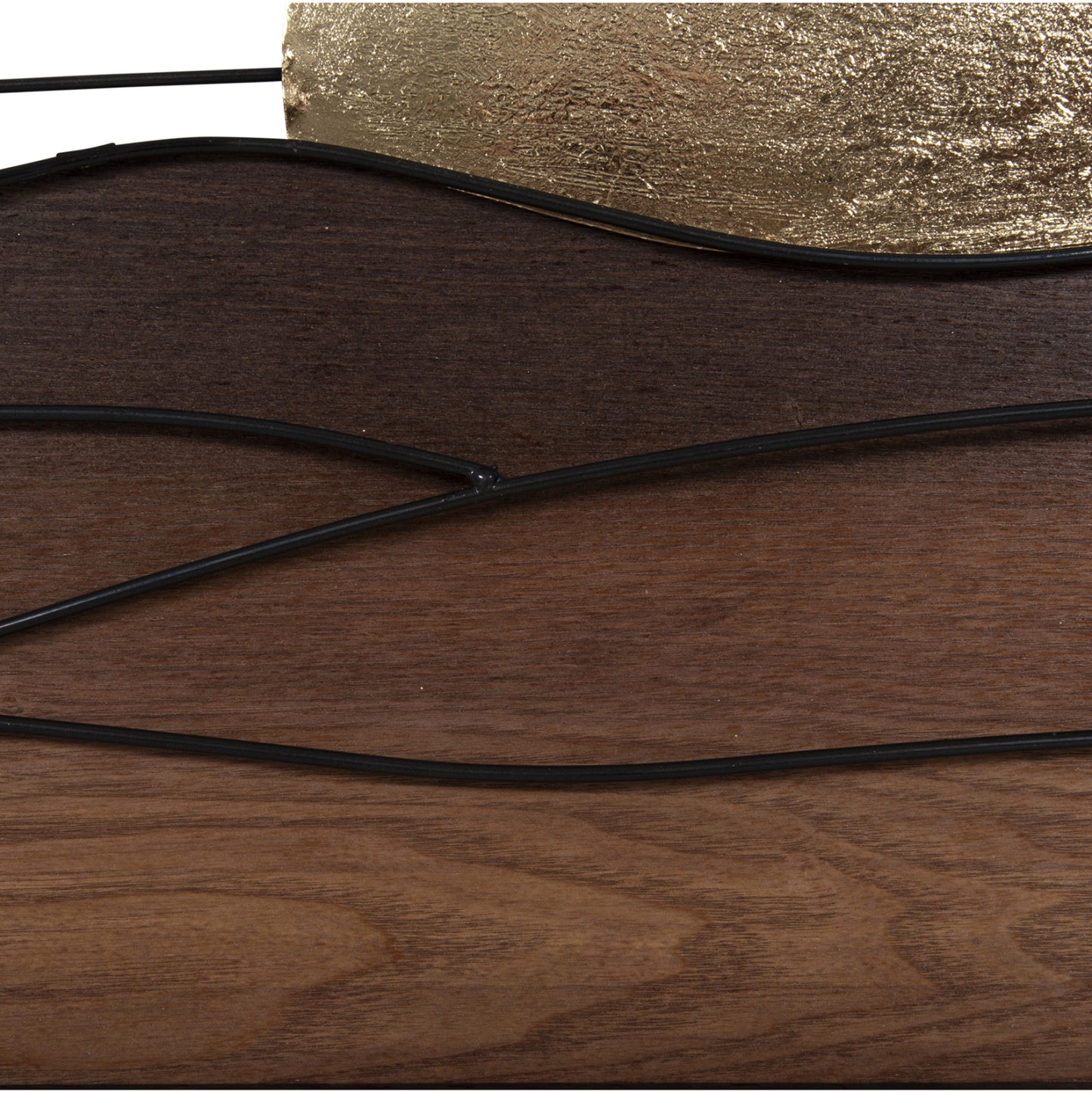 WALL DECORATION VARIOUS WOOD SHADES BLACK METAL 117x3x50
