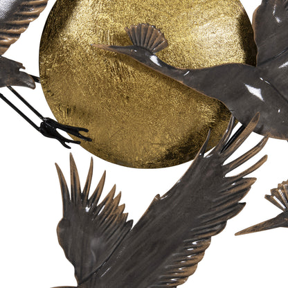 WALL DECOR METAL BIRDS IN GREY GOLD 90x46cm