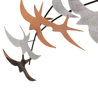 WALL DECORATION BIRDS METAL MULTICOLOR 131x11x70