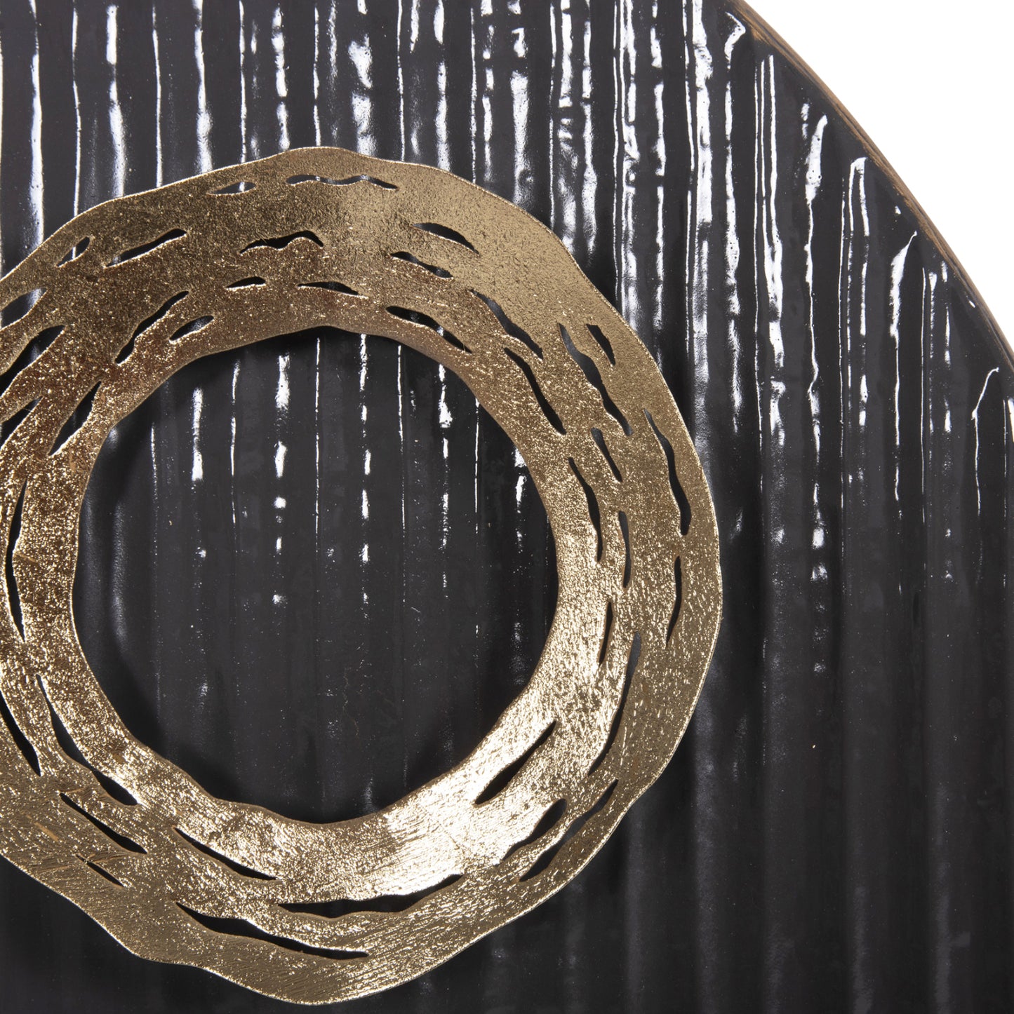 DECORATIVE ROUND METAL WALL ART IN GOLD BLACK WHITE Φ60cm