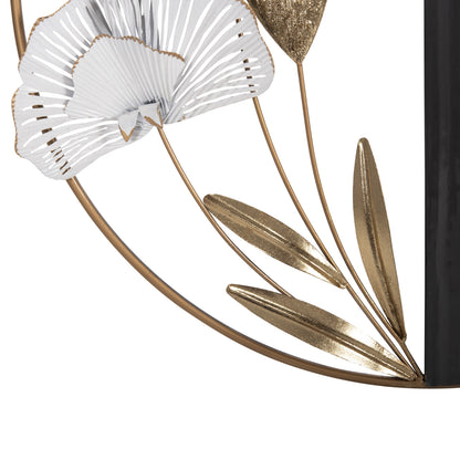DECORATIVE ROUND METAL WALL ART IN GOLD BLACK WHITE Φ60cm