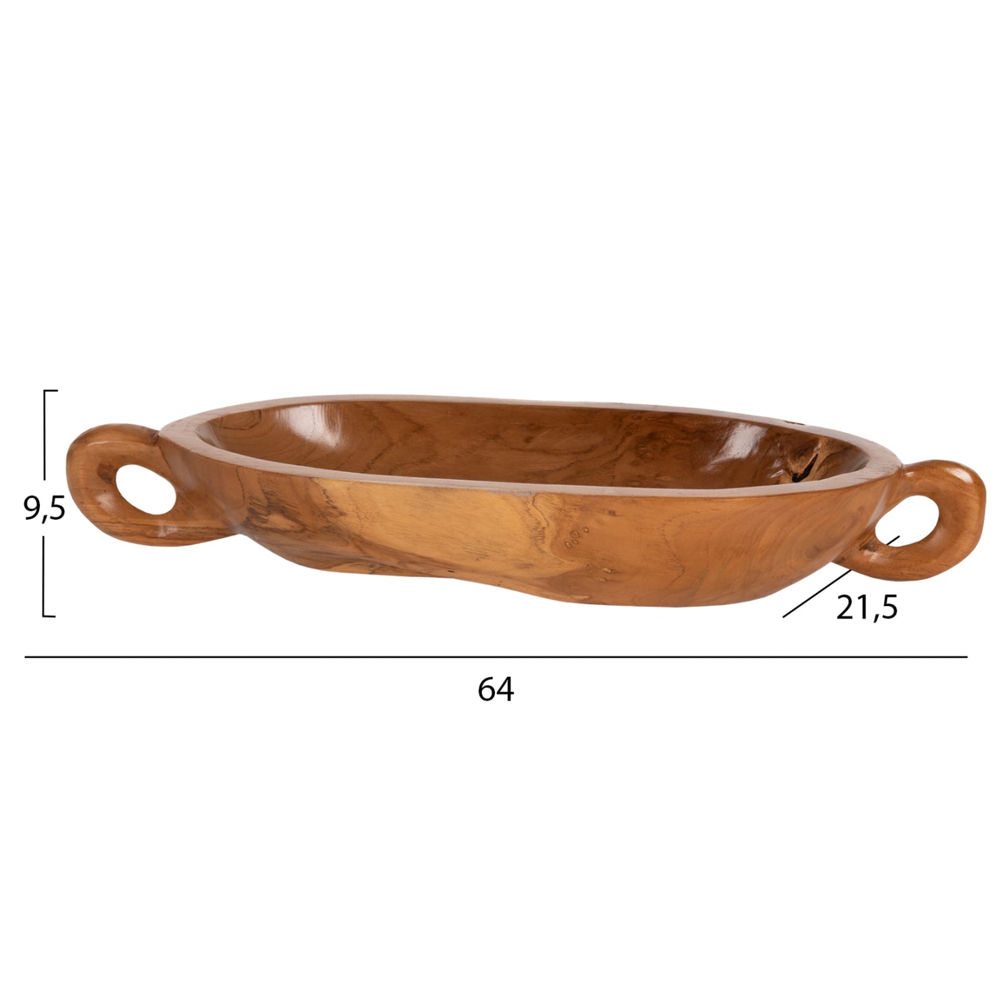DECORATIVE WOODEN PLATE TEAK WOOD IN NATURAL COLOR 64x21.5x9.5