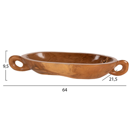 DECORATIVE WOODEN PLATE TEAK WOOD IN NATURAL COLOR 64x21.5x9.5