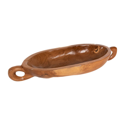 DECORATIVE WOODEN PLATE TEAK WOOD IN NATURAL COLOR 64x21.5x9.5