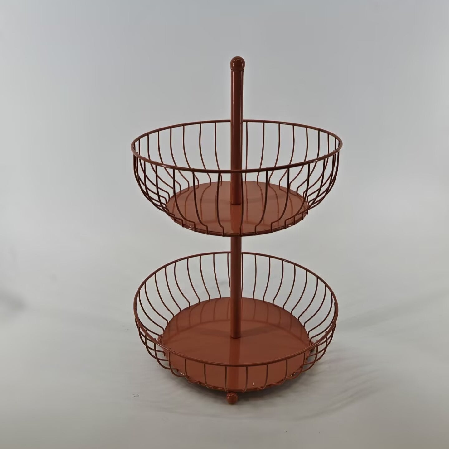 Μεταλλική Φρουτιέρα 2 Θέσεων Καφέ 32.5x32.5x45