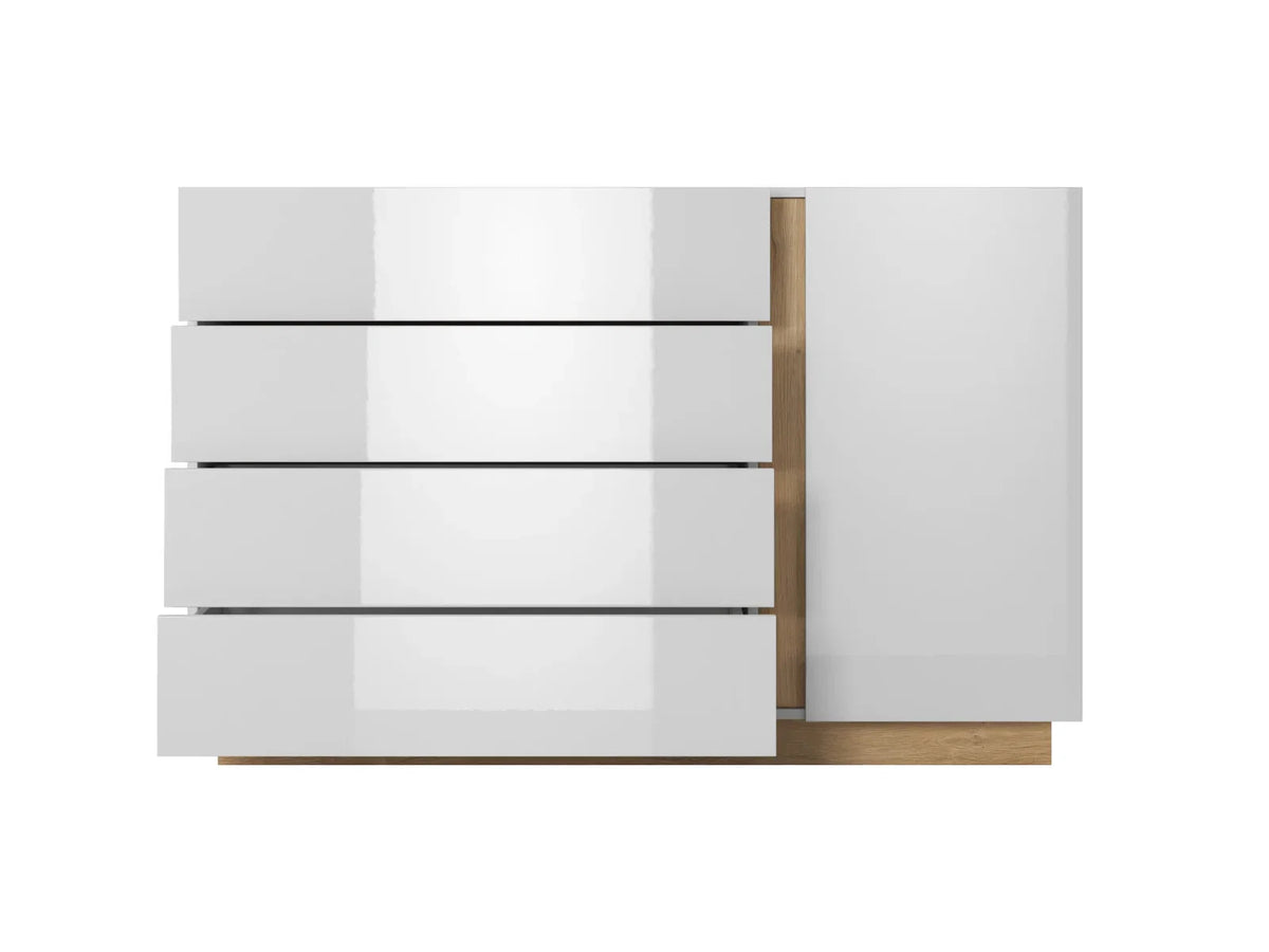 Συρταριέρα Arcan Λευκό-Φυσικό 138.2x40x90.5
