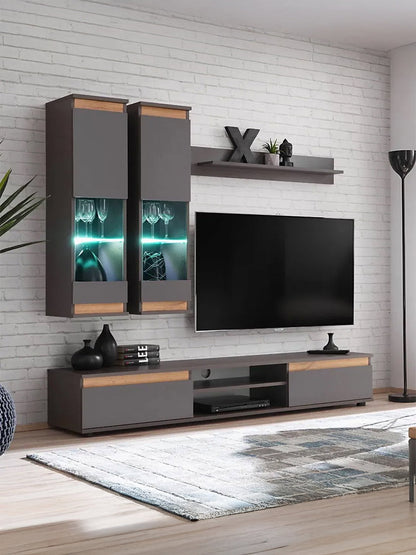 Σύνθετο Σαλονιού Musa Ανθρακί 175x37x150