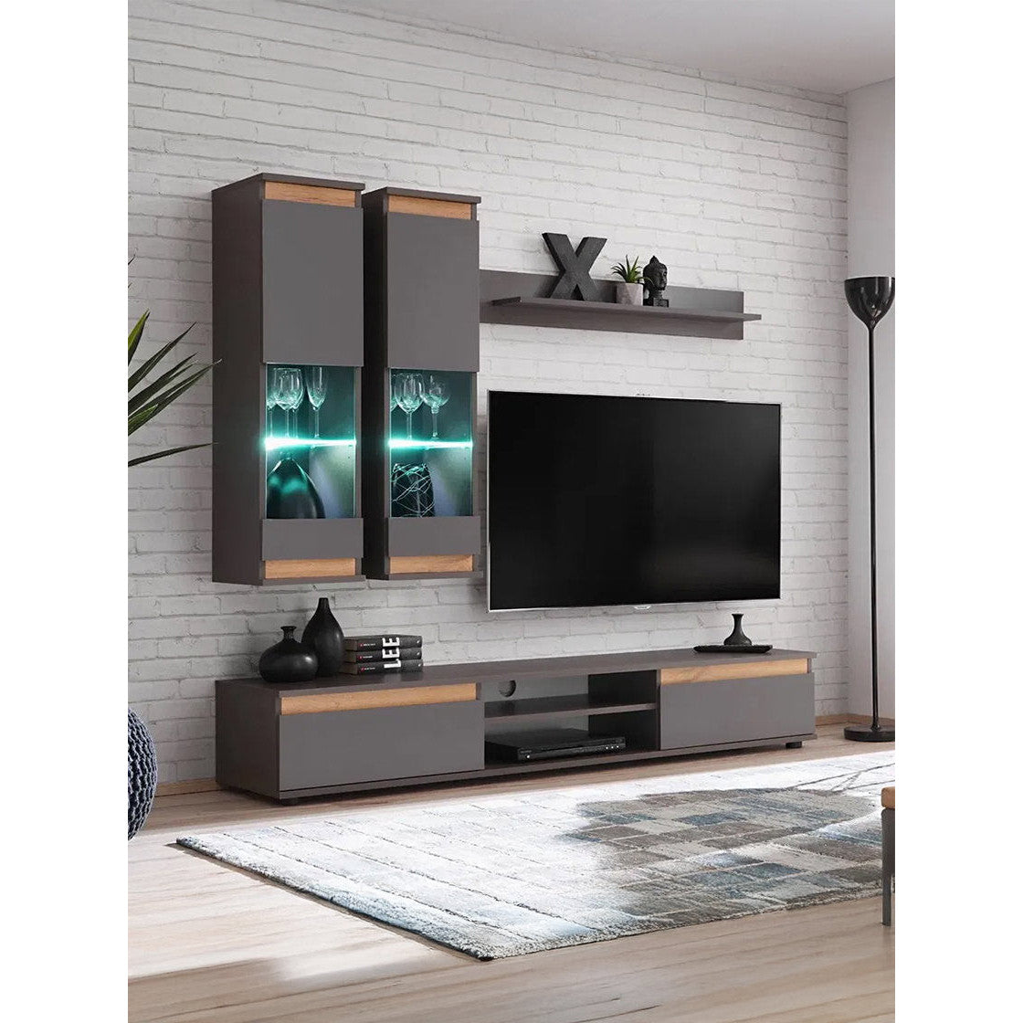 Σύνθετο Σαλονιού Musa Ανθρακί 175x37x150