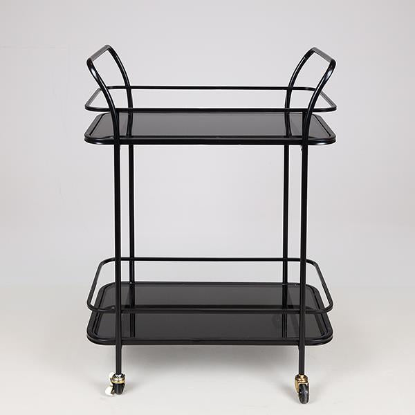 ΤΡΟΛΕΙ ΜΕΤΑΛΛΙΚΟ ΜΑΥΡΟ ME ΓΥΑΛΙ KAI ΡΟΔΑΚΙΑ 54x33x84