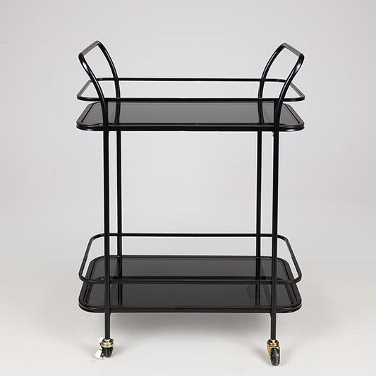 ΤΡΟΛΕΙ ΜΕΤΑΛΛΙΚΟ ΜΑΥΡΟ ME ΓΥΑΛΙ KAI ΡΟΔΑΚΙΑ 54x33x84