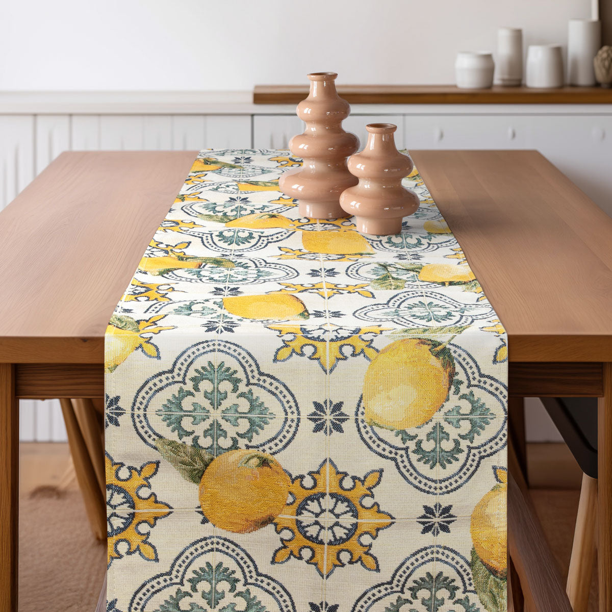 Ράννερ Στόφα Λεμόνια σε Φόντο με Πλακάκια 32x150εκ