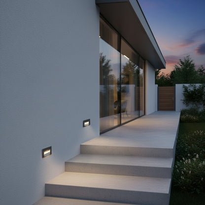 STEPART KLV-101-0081 Χωνευτό Φωτιστικό Σκαλοπατιού / Διαδρόμου LED 3W 375lm 45° AC 220-240V Αδιάβροχο IP65 Θερμό Λευκό 2700K - Lumileds SMD Chip & TÜV SÜD Driver - Γκρι Ανθρακί Ματ - Μ10.5 x Π4.5 x Υ6 / Q9.12 x 4.49