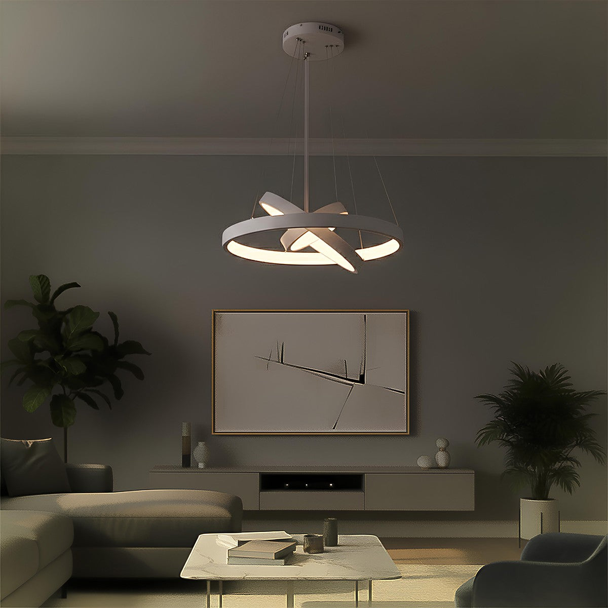 NEMESIS KLV-101-0218-V2 Κρεμαστό Φωτιστικό Οροφής LED 100W 10000lm 180° AC 220-240V IP20 Ρυθμιζόμενο Λευκό CCT με Χειριστήριο από 2700K έως 6000K Dimmable - Lumileds SMD Chip - Λευκό Ματ - Μ60 x Π60 x Υ60