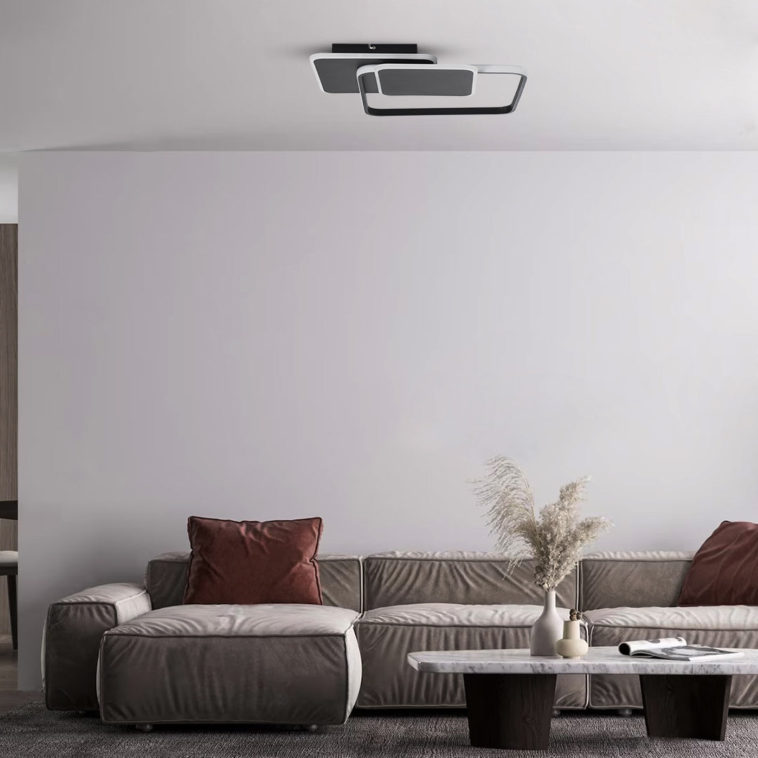 SQUARO 61231 Μοντέρνο Φωτιστικό Οροφής LED 75W 8400lm 360° AC 220-240V IP20 Ρυθμιζόμενο Λευκό CCT με Χειριστήριο από 2700K έως 6000K Dimmable - Lumileds SMD Chip - Μαύρο Ματ - Μ48.5 x Π51 x Υ9