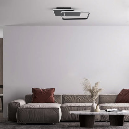 SQUARO 61231 Μοντέρνο Φωτιστικό Οροφής LED 75W 8400lm 360° AC 220-240V IP20 Ρυθμιζόμενο Λευκό CCT με Χειριστήριο από 2700K έως 6000K Dimmable - Lumileds SMD Chip - Μαύρο Ματ - Μ48.5 x Π51 x Υ9