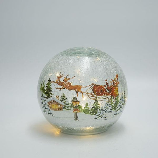 ΕΠΙΤΡΑΠΕΖΙΑ ΦΩΤΙΖΟΜΕΝΗ ΓΥΑΛΙΝΗ ΜΠΑΛΑ ΚΡΑΚΕΛΕ ΜΕ ΧΡΙΣΤΟΥΓΕΝΝΙΑΤΙΚΗ ΠΑΡΑΣΤΑΣΗ ΜΠΑΤΑΡΙΑΣ TIMER 14εκ