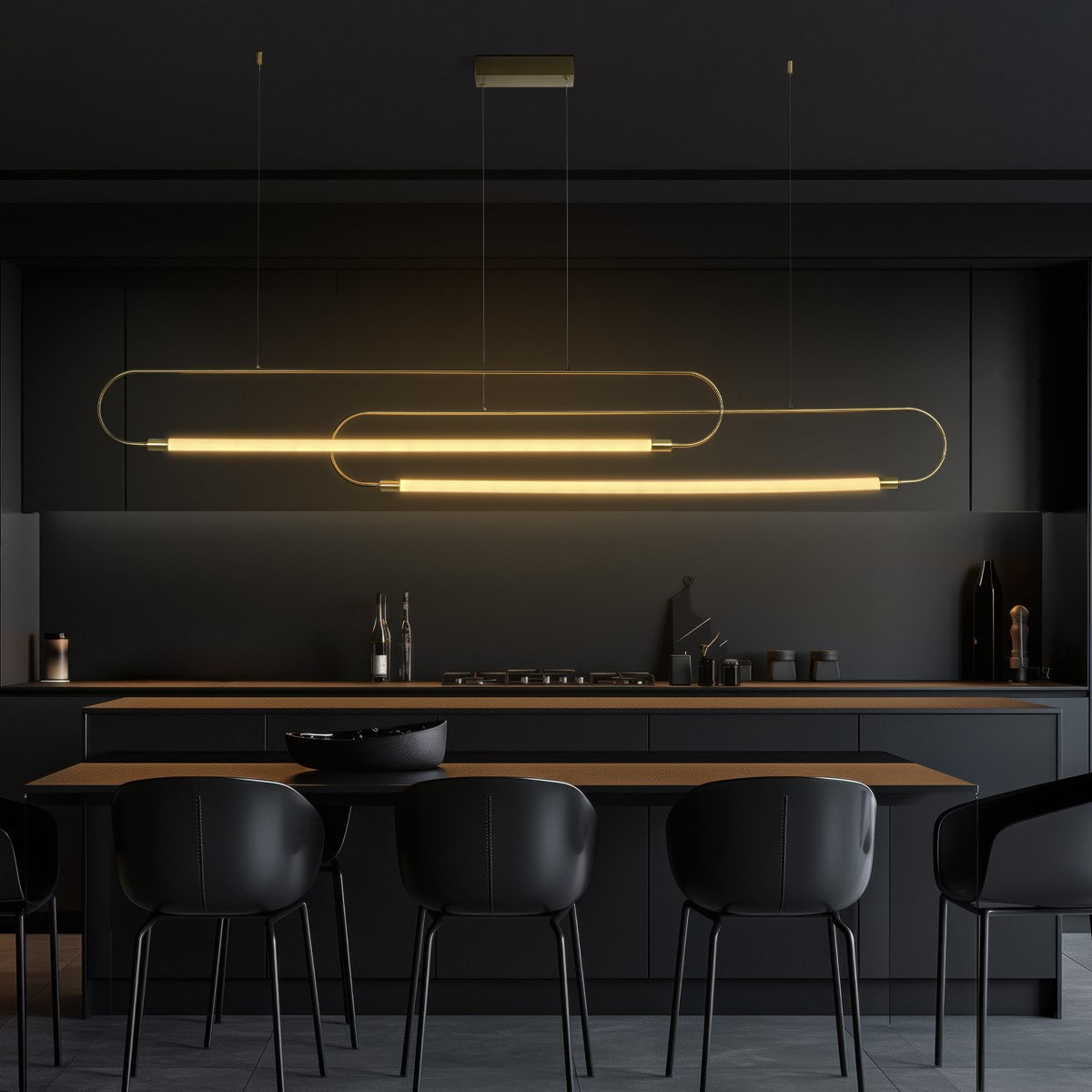 GLOW KLV-101-0178 Κρεμαστό Φωτιστικό Οροφής LED 28W 2800lm 360° AC 220-240V IP20 Ρυθμιζόμενο Λευκό CCT με Χειριστήριο από 2700K έως 6000K Dimmable - Lumileds SMD Chip - Χρυσό Πλατίνα - Μ167 x Π7 x Υ24