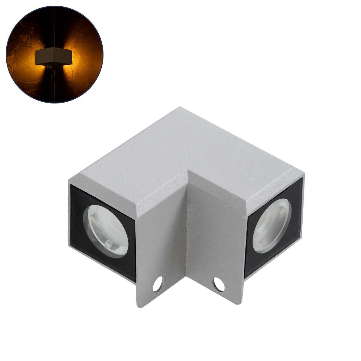 WALLLIGHT-DONA 90258 Φωτιστικό Γωνίας Τοίχου - Απλίκα LED 10W 850lm 10° AC 220-240V Αδιάβροχο IP66 Μ8.2 x Π8.2 x Υ6cm Αρχιτεκτονικό Πορτοκαλί 2200K - Γκρι