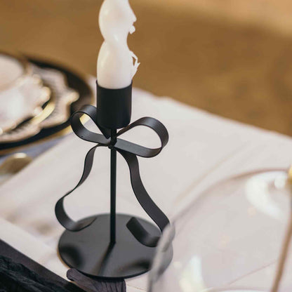 Candlestick Metal Bow Andréa Black 13×10x8